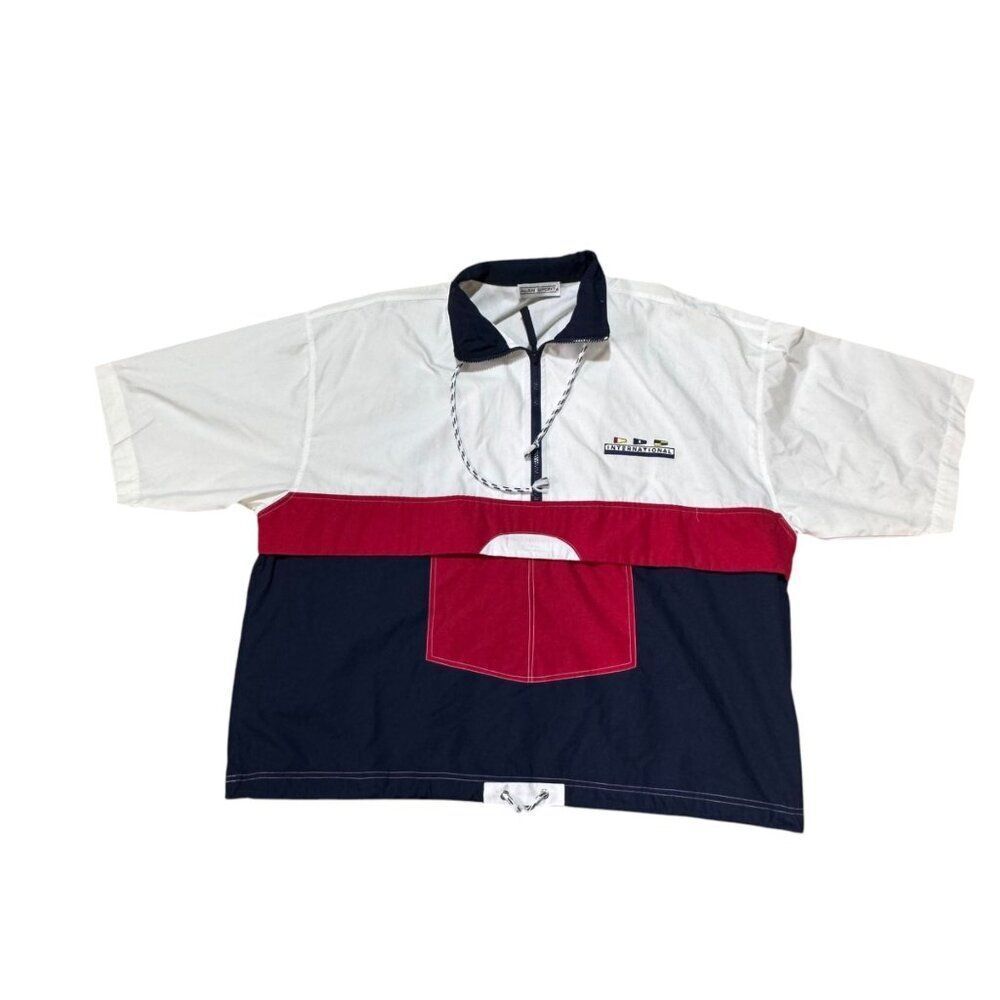 Alan Sport Men International  Retro Vintage Sailing Nautical Colorblock Shirt XL